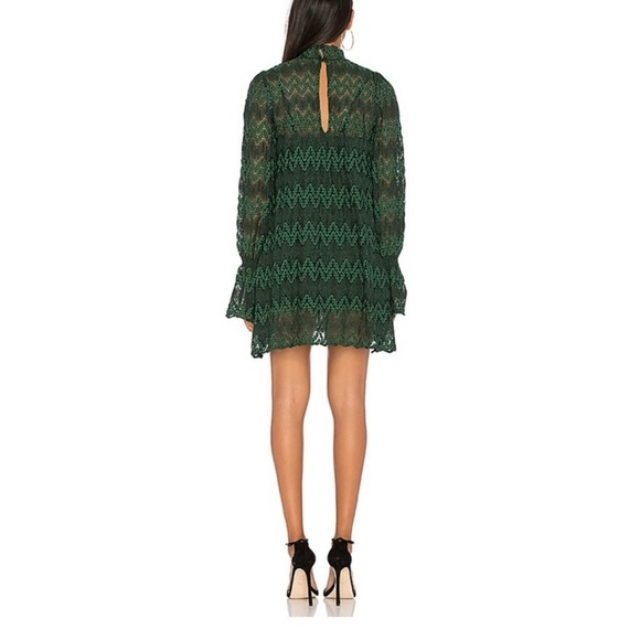 Free People Green Mock Neck Bishop Sleeve Dress - Picture 3 of 11